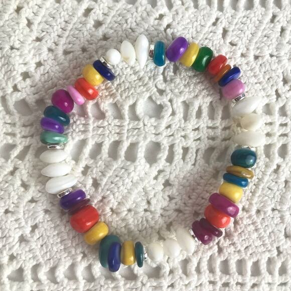 Rainbow  Stretch Bracelets Pride 3 Pc Stackable - Picture 3 of 5
